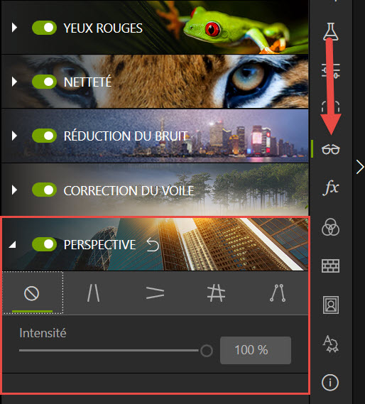 L'outil perspective dans Photo Editor
