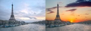 Tour Eiffel avec remplacement du ciel automatique