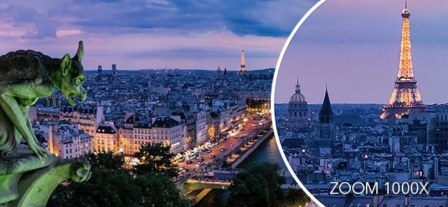 Vue de Paris avec zoom sur le tour Eiffel