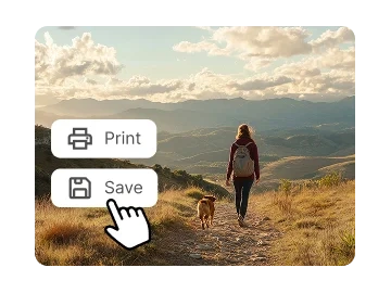 Export options for printing or saving a photo with the object removed