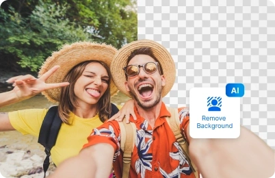 Before and after comparison showing a background removed with inPixio