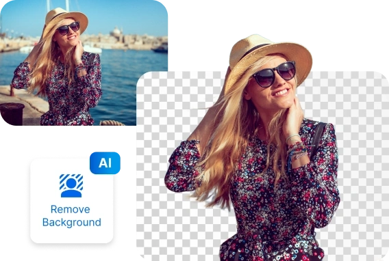 Before and after comparison using AI background removal