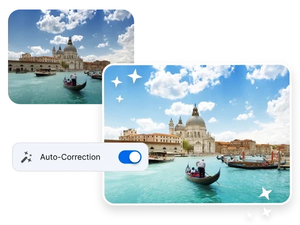 Auto-correction retouching a scene for a brighter and clearer photo