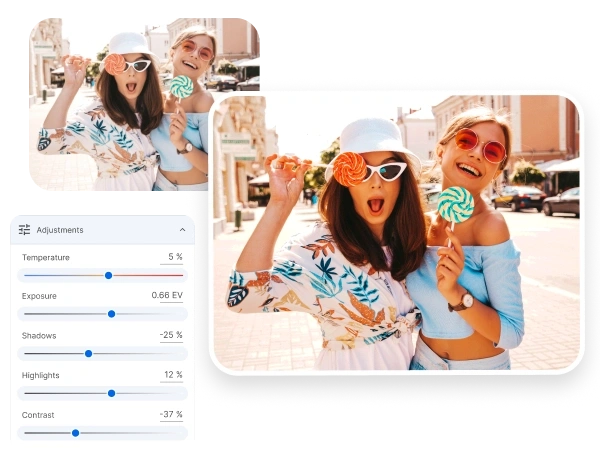 Before and after comparison using inPixio’s AI photo color correction