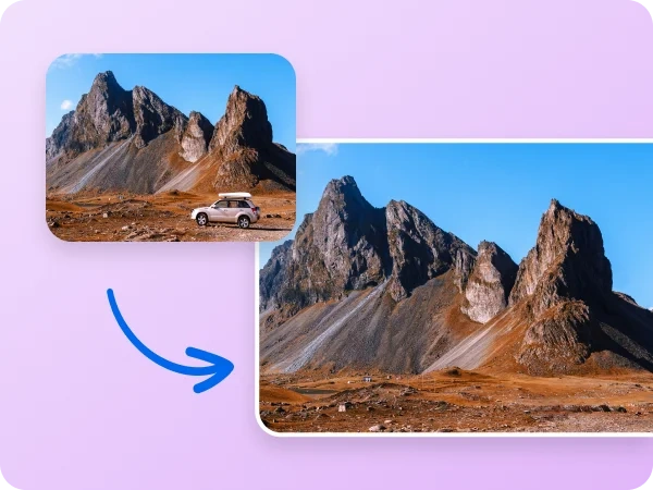From having an undesired object in a landscape photo to the result after applying inPixio’s object remover AI tool