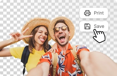 Export options for printing or saving a photo with the background removed