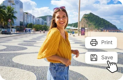 Export options for printing or saving a photo after retouching