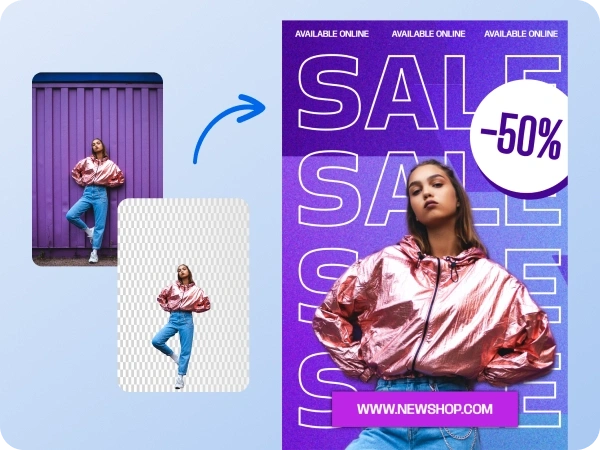 Photo with a promotional marketing background added.