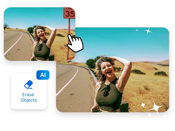  Before and after comparison using AI Erase Objects tool