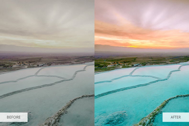 Before/After applying color gradient LUT