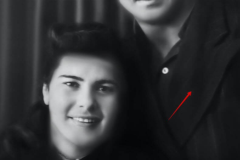 Close-up of photo restoration with Image Cleanup