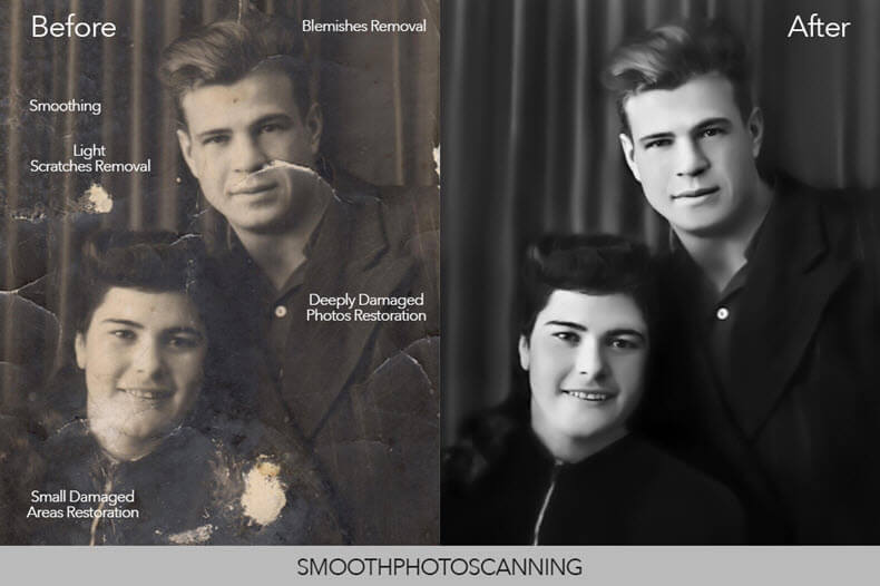 Before/after image restoration with Smooth Photo Scanning