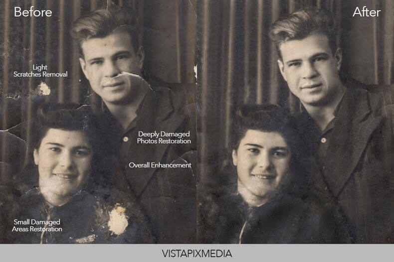 Before/after image restoration with VisaPix Media