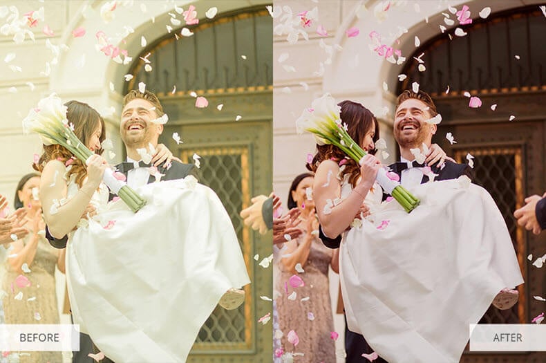 Before/After applying wedding LUT
