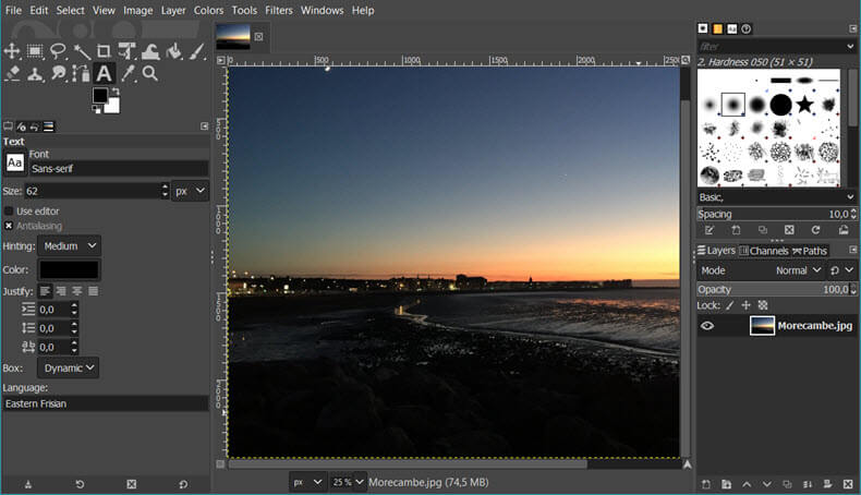 GIMP Photo Editor interface