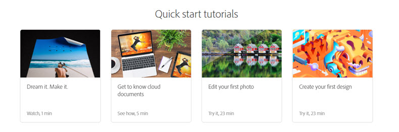 Adobe Quick Start tutorials