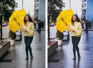 Before and after applying a LUT style