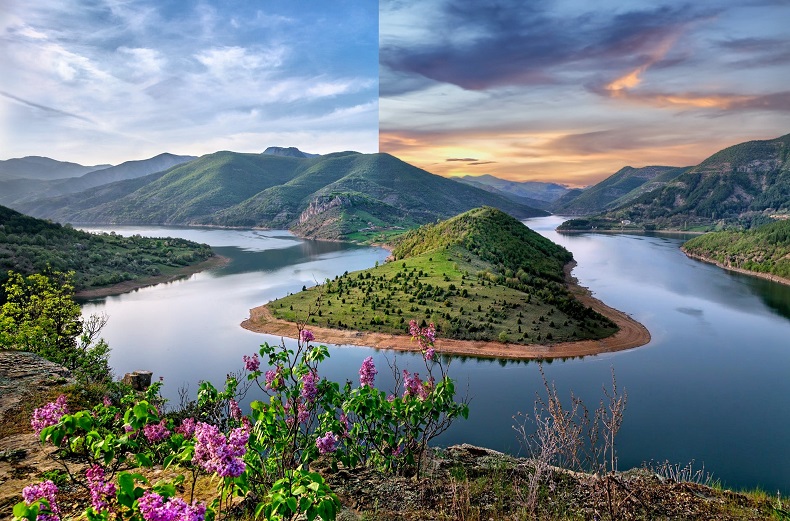Landscape photo with two different skies